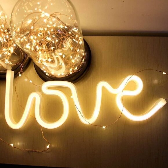 Love Neon Sign Warm White LED Wall Light USB or Battery for Room Party Decor - Picture 3 of 6